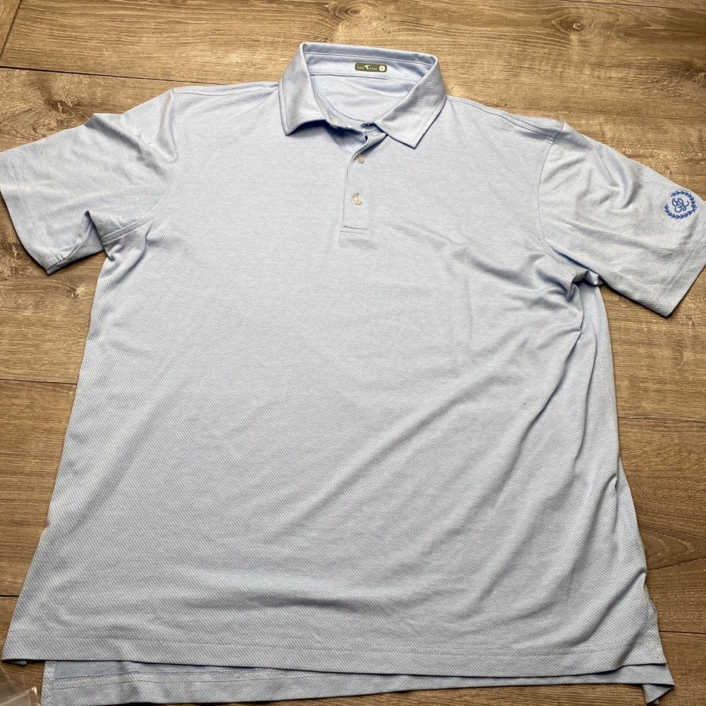 GenTeal Shirt Scales Textured Polo Mens XL Blue Polyester Cotton Short Sleeve